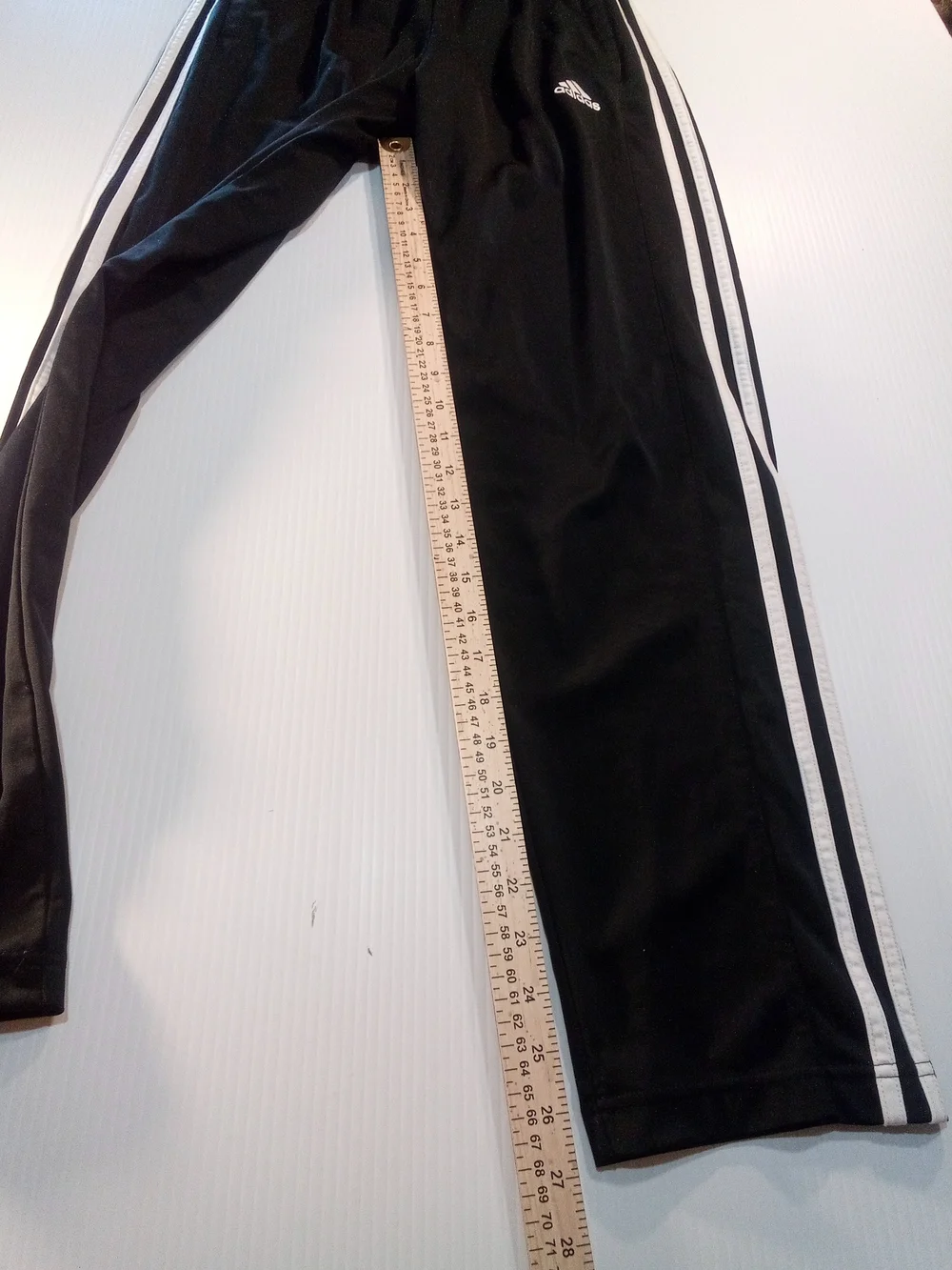 adidas Men's Black 3-Stripes Track Pants Pull On Elastic Waist L 28